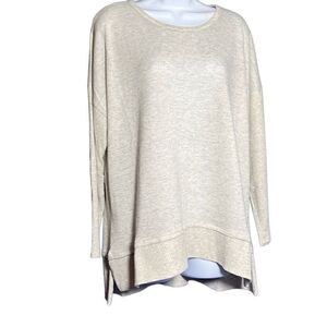 Cupio Women's Pullover Sweater Long Sleeve Rib Lounge Round Neck Gray 1X NWT